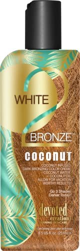 Devoted Creations White 2 Bronze Coconut Color Enhancing Dark Bronzing Tanning Lotion with Coconut Water & Coconut Oil, 8.5 oz Avelisse