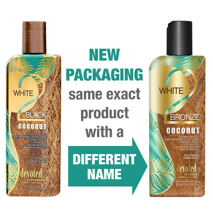 Devoted Creations White 2 Bronze Coconut Color Enhancing Dark Bronzing Tanning Lotion with Coconut Water & Coconut Oil, 8.5 oz Avelisse