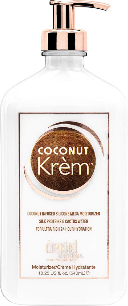 Devoted Creations Coconut Krém Moisturizer - Coconut Infused Silicone Moisturizer with Silk Proteins & Cactus Water for Ultra Rich 24 Hour Hydration (18.25 oz)