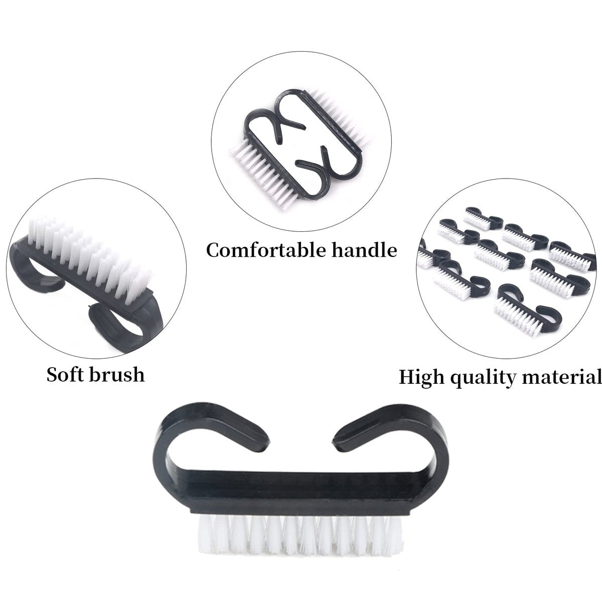 20-Pack Nail Cleaning Brushes with Black – Durable Plastic Bristles: Made from high-quality plastic, the bristles – Image 3