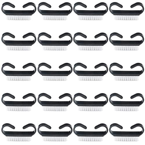 20-Pack Nail Cleaning Brushes with Black – Black Handle Grip: The ergonomic handle with a textured grip provides – Image 2