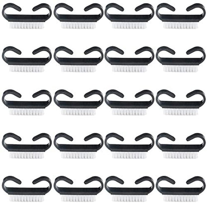 20-Pack Nail Cleaning Brushes with Black – Black Handle Grip: The ergonomic handle with a textured grip provides – Image 2