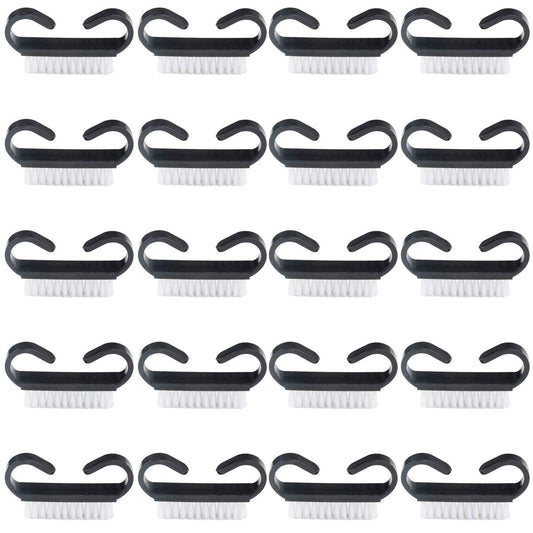 20-Pack Nail Cleaning Brushes with Black Handle Grip - Portable Fingernail Cleaner for Manicure & Pedicure