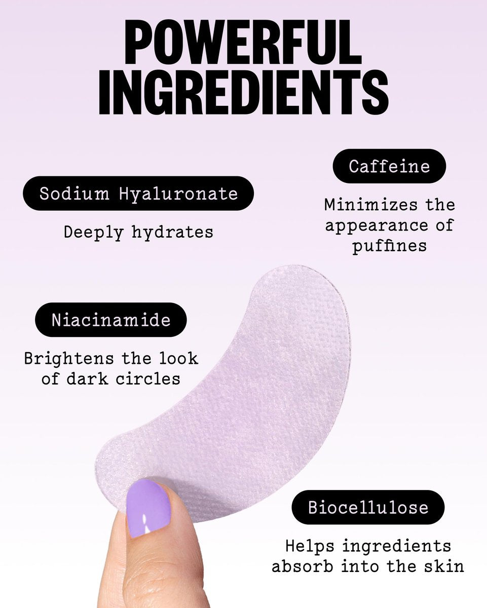PEACE OUT Puffy Eyes Under Eye Patches - Biocellulose Mask with Caffeine, Niacinamide, Hyaluronic Acid - 6 Pairs Avelisse