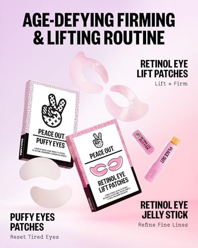 PEACE OUT Retinol Eye Lift Patches – 360° Biocellulose Mask with Encapsulated Retinol, Peptides & Hyaluronic Acid for Fine Lines & Wrinkles (5 Pairs) Avelisse