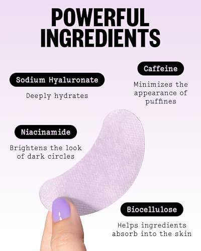 PEACE OUT Puffy Eyes Under Eye Patches - Biocellulose Mask with Caffeine, Niacinamide, Hyaluronic Acid - 6 Pairs Avelisse