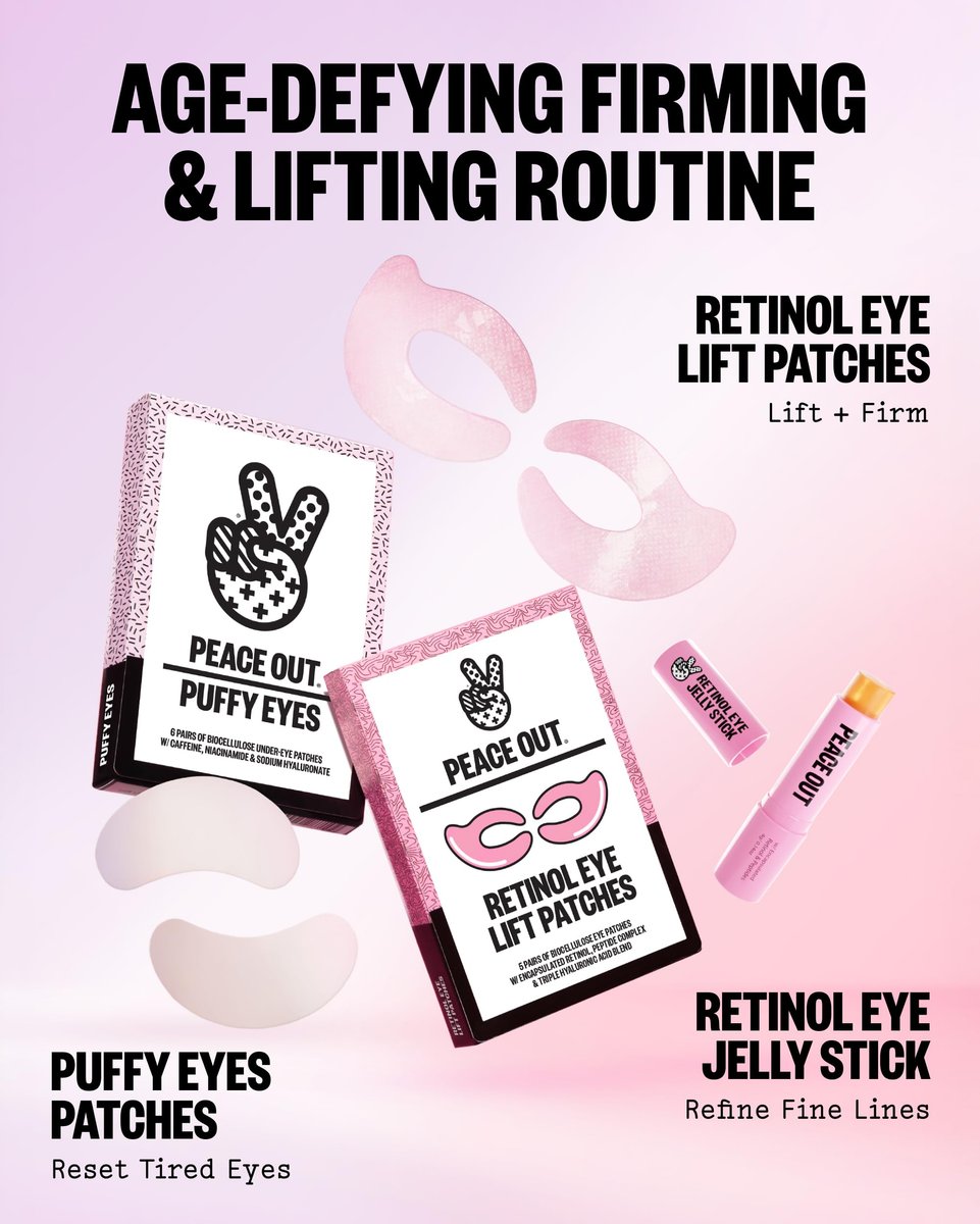 PEACE OUT Puffy Eyes Under Eye Patches - Biocellulose Mask with Caffeine, Niacinamide, Hyaluronic Acid - 6 Pairs Avelisse