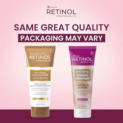 Retinol LIVAURA Cream Face Wash – Hydrating Facial Cleanser for Women, Gentle Face Wash for Sensitive, Dry, Oily & Acne Prone Skin, 5 Fl Oz Avelisse