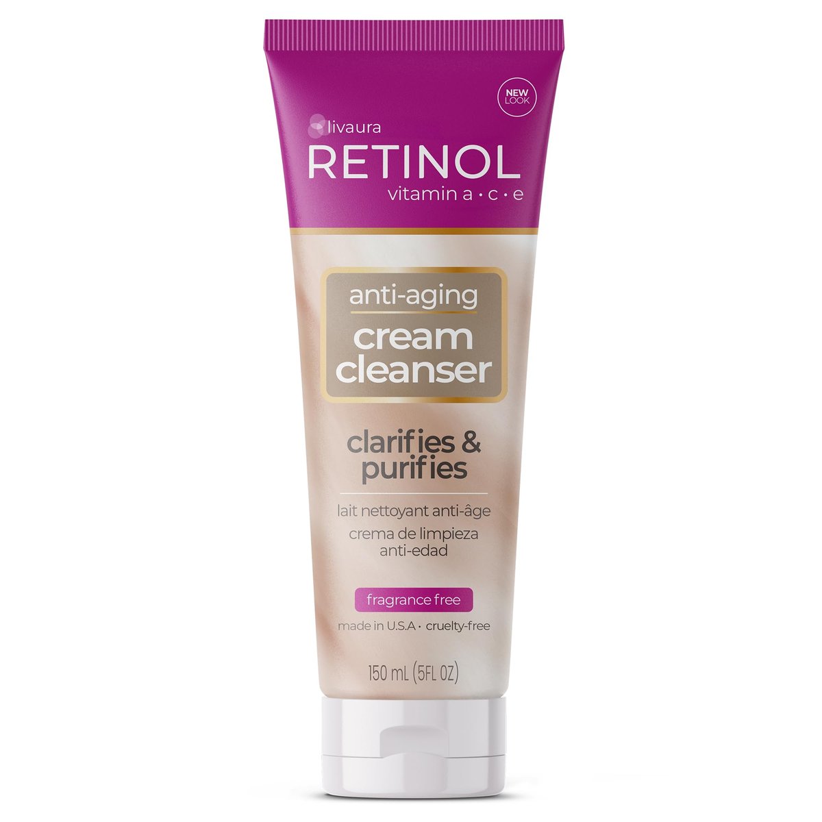 Retinol LIVAURA Cream Face Wash – Hydrating Facial Cleanser for Women, Gentle Face Wash for Sensitive, Dry, Oily & Acne Prone Skin, 5 Fl Oz Avelisse