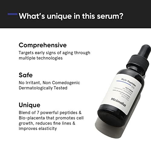 Minimalist Multi Peptide Night Face Serum – Anti-Aging, Collagen Boosting, Hydrating with 7% Matrixyl 3000 & 3% Bio-Placenta – for Women & Men – 1 Fl Oz / 30 ml - görsel 4