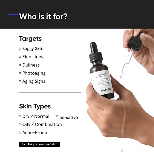 Minimalist Multi Peptide Night Face Serum – Anti-Aging, Collagen Boosting, Hydrating with 7% Matrixyl 3000 & 3% Bio-Placenta – for Women & Men – 1 Fl Oz / 30 ml - görsel 6