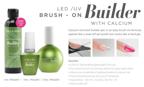 Cuccio Pro LED-UV Brush-On Builder Gel with Calcium - Nude, 2.5 oz Avelisse
