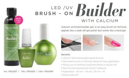 Cuccio Pro LED-UV Brush-On Builder Gel with Calcium - Nude, 2.5 oz Avelisse