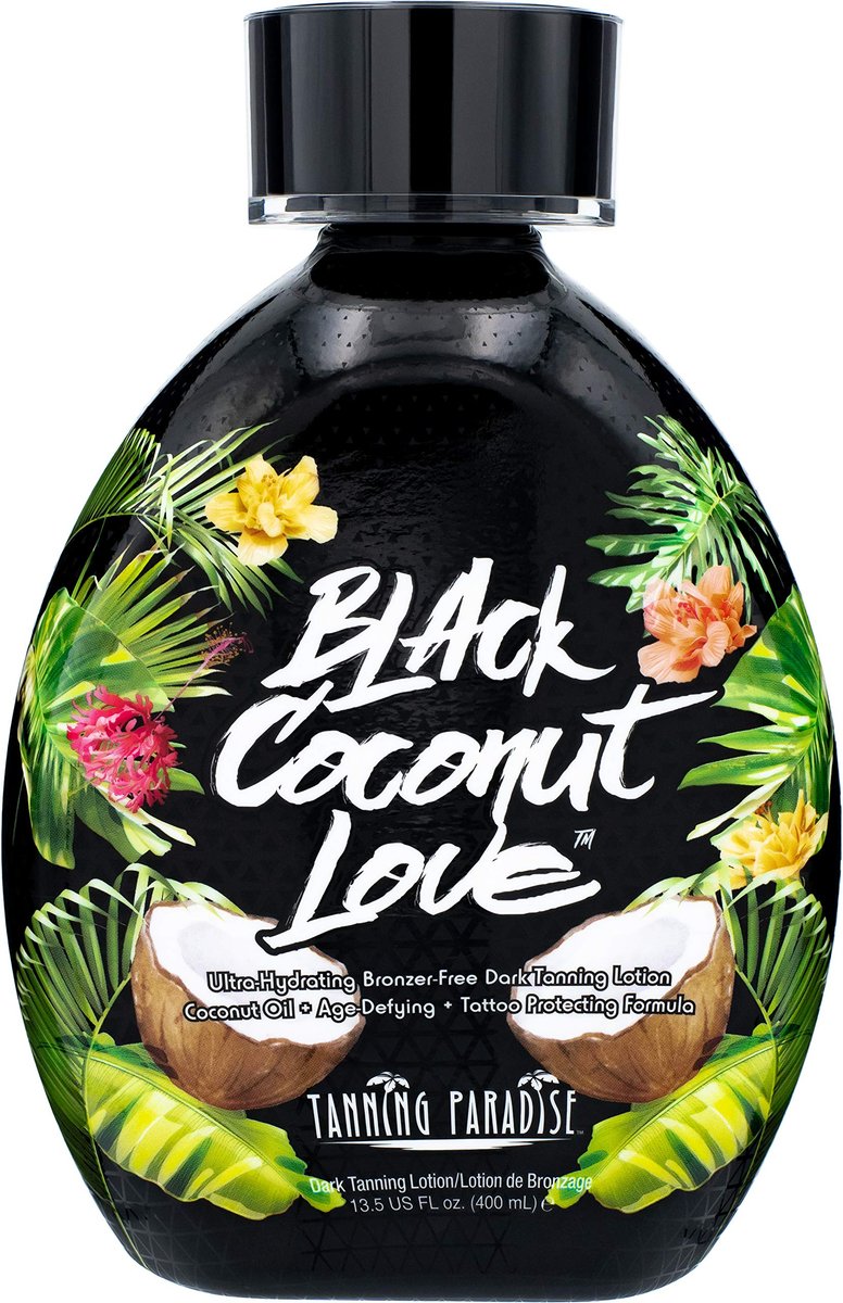 Black Coconut Love Ultra Hydrating Dark Tanning Lotion - Age-Defying & Tattoo Protecting Formula, 13.5 oz Avelisse