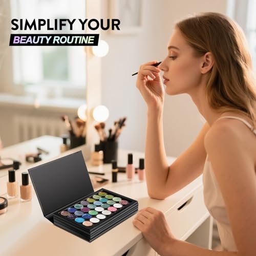 SZDYM Strong 4-Layer Empty Magnetic Palette Book - Includes Depotting Spatula, 50 Round & 50 Square Metal Stickers Avelisse