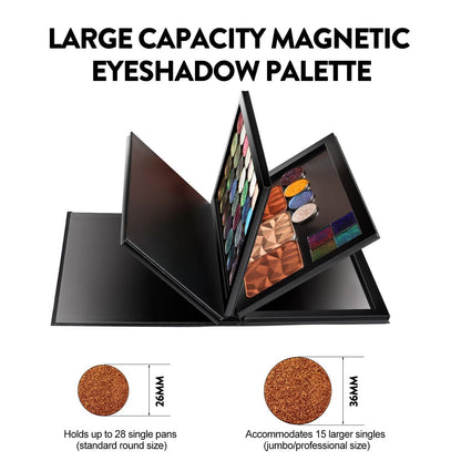 SZDYM 4-Layer Magnetic Makeup Palette Empty - Large Depotting Palette for Eyeshadow, Blush, Powder & Lipstick - Black
