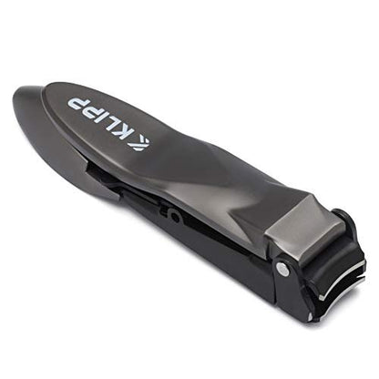 KLIPP Heavy Duty Nail Clippers for Men with Catcher – Self-Collecting Razor-Sharp Cutter for Fingernails & Toenails, Ergonomic Lever, Gift for Men, Includes Ziplock Pouch Avelisse