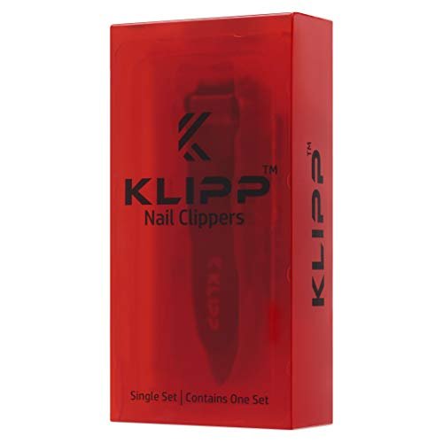 KLIPP Heavy Duty Nail Clippers for Men with Catcher – Self-Collecting Razor-Sharp Cutter for Fingernails & Toenails, Ergonomic Lever, Gift for Men, Includes Ziplock Pouch Avelisse