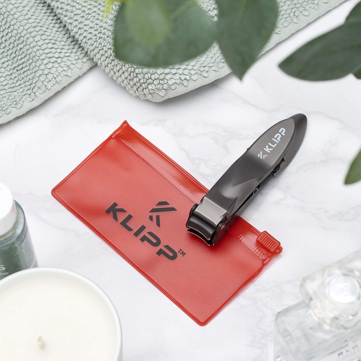 KLIPP Heavy Duty Nail Clippers for Men with Catcher – Self-Collecting Razor-Sharp Cutter for Fingernails & Toenails, Ergonomic Lever, Gift for Men, Includes Ziplock Pouch Avelisse