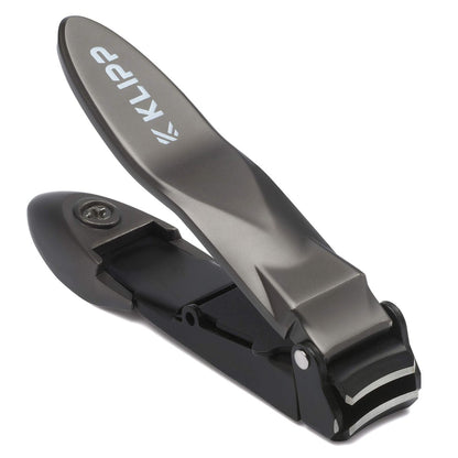 KLIPP Heavy Duty Nail Clippers for Men with Catcher – Self-Collecting Razor-Sharp Cutter for Fingernails & Toenails, Ergonomic Lever, Gift for Men, Includes Ziplock Pouch Avelisse