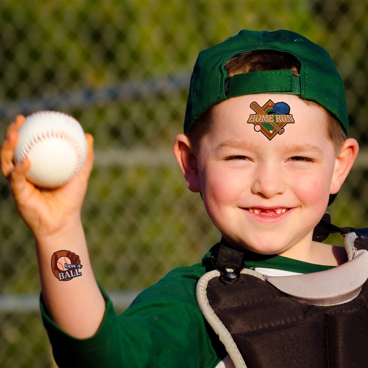 144 Pieces Baseball Temporary Tattoos - Waterproof Sport Themed Tattoo Stickers for Kids, Adults, and Fans - 9 Styles, 5cm x 5cm - görsel 7