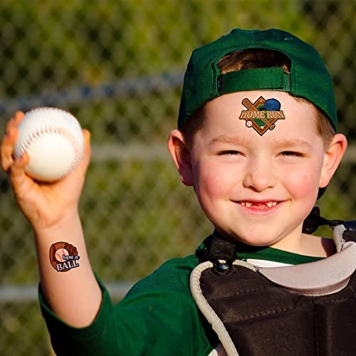 144 Pieces Baseball Temporary Tattoos - Waterproof Sport Themed Tattoo Stickers for Kids, Adults, and Fans - 9 Styles, 5cm x 5cm - görsel 8