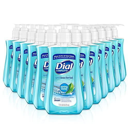 Dial Antibacterial Liquid Hand Soap, Spring Water, 7.5 oz (Pack of 12) - Blue Avelisse