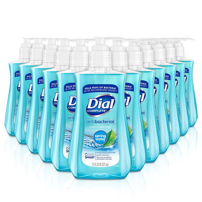 Dial Antibacterial Liquid Hand Soap, Spring Water, 7.5 oz (Pack of 12) - Blue Avelisse