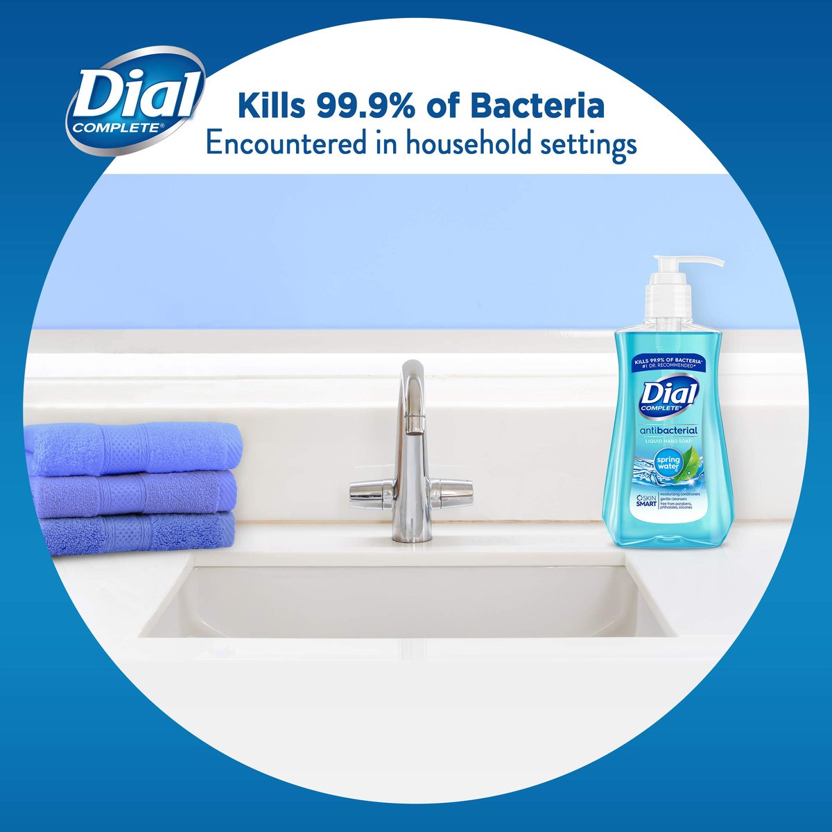 Dial Antibacterial Liquid Hand Soap, Spring Water, 7.5 oz (Pack of 12) - Blue Avelisse