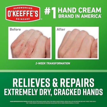 O'Keeffe's Working Hands Hand Cream for Extreme Dryness - 1 oz Tube (3 Pack) - Repairing Skincare for Cracked, Dry Hands
