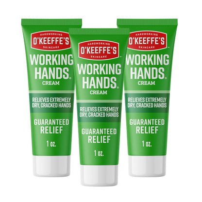 O'Keeffe's Working Hands Hand Cream for Extreme Dryness - 1 oz Tube (3 Pack) - Repairing Skincare for Cracked, Dry Hands