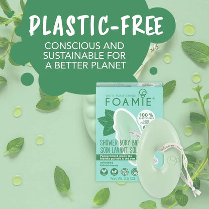 Foamie 2-in-1 Natural Body Bar – Mint & Green Tea Refreshing Shower Bar for Women & Men, Vegan Soap-Free Body Wash, Eco-Friendly Solid Cleanser Avelisse