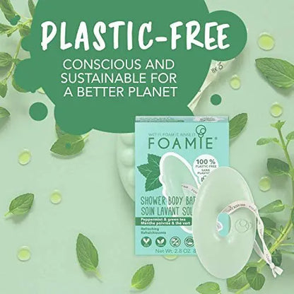 Foamie 2-in-1 Natural Body Bar – Mint & Green Tea Refreshing Shower Bar for Women & Men, Vegan Soap-Free Body Wash, Eco-Friendly Solid Cleanser Avelisse