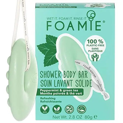 Foamie 2-in-1 Natural Body Bar – Mint & Green Tea Refreshing Shower Bar for Women & Men, Vegan Soap-Free Body Wash, Eco-Friendly Solid Cleanser Avelisse