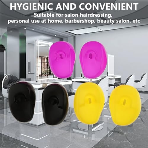 SYBL 3 Pairs Reusable Soft Silicone Professional Ear Cover Earmuffs Protector Waterproof Hairdressing Ear Caps Beauty Tool for Hair Salon Hair Dyeing Baked Oil etc - görsel 9
