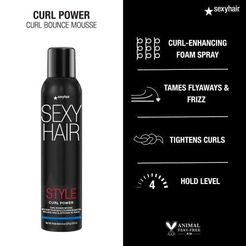 SexyHair Style Curl Power Curl Bounce Mousse - 8.5 oz - Light Control for Defined, Frizz-Free Curls Avelisse