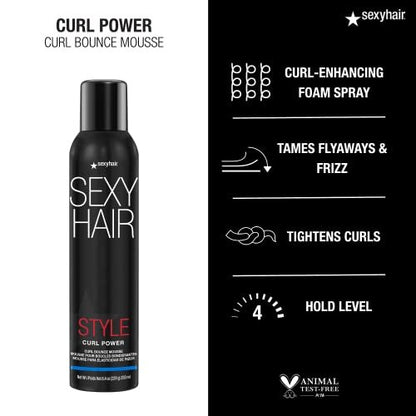 SexyHair Style Curl Power Curl Bounce Mousse - 8.5 oz - Light Control for Defined, Frizz-Free Curls Avelisse
