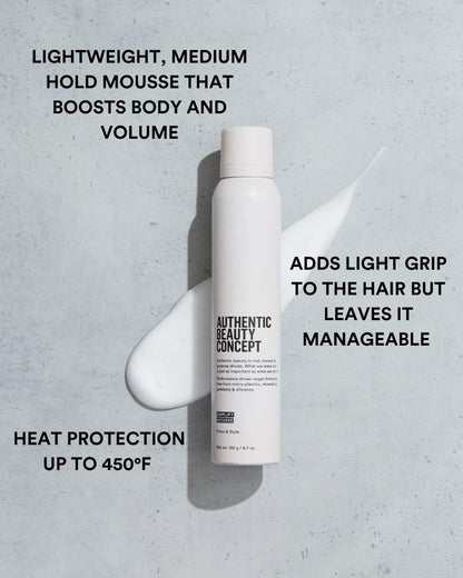 Authentic Beauty Concept Amplify Mousse - Volumizing Styling Mousse with Medium Hold, Heat Protection, Vegan & Cruelty-Free, Silicone-Free, 6.7 oz Avelisse