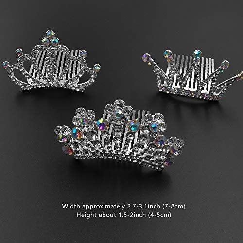 NODG 3 Pieces Silver Crystal Tiaras Crown with Hair Comb for Women - Princess Shiny Headbands Accessories - görsel 4