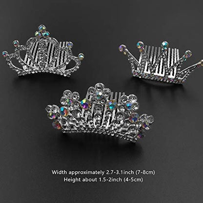 NODG 3 Pieces Silver Crystal Tiaras Crown with Hair Comb for Women - Princess Shiny Headbands Accessories