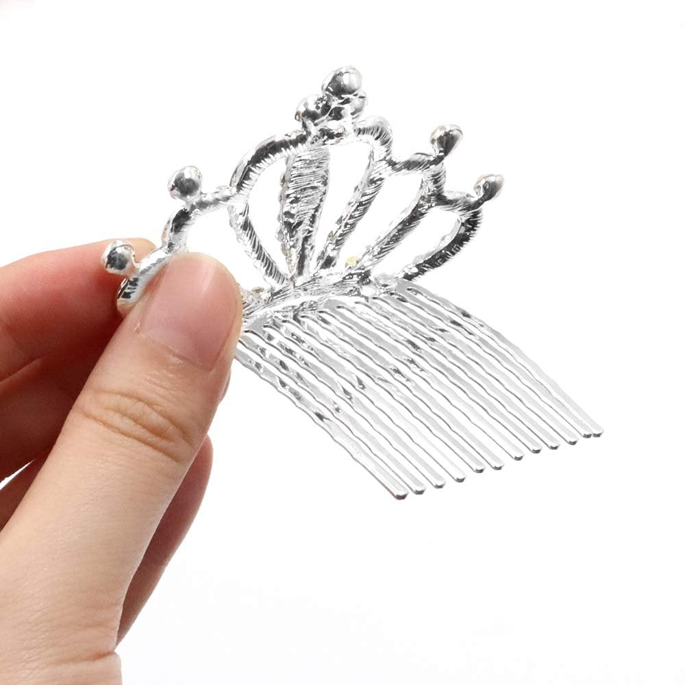 NODG 3 Pieces Silver Crystal Tiaras Crown with Hair Comb for Women - Princess Shiny Headbands Accessories - görsel 5
