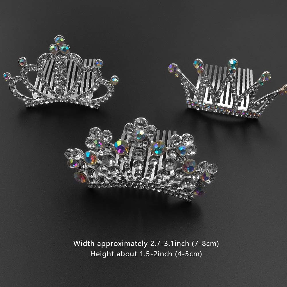 NODG 3 Pieces Silver Crystal Tiaras Crown with Hair Comb for Women - Princess Shiny Headbands Accessories - görsel 3