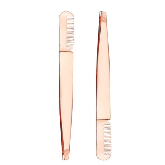 Rose Gold Multifunctional Eyebrow Tweezers – Precision Tweezers: Crafted from high-quality stainless steel with a – Image 1