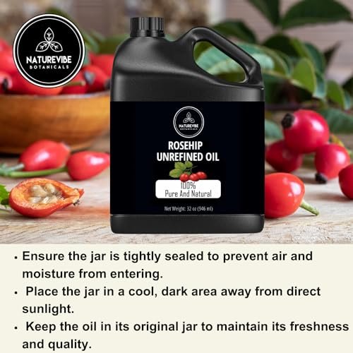 Naturevibe Botanicals 100% Pure Rosehip Oil – 32 oz for Skin & Hair Care - görsel 14