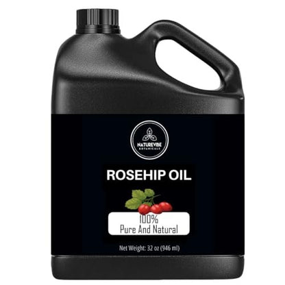Naturevibe Botanicals 100% Pure Rosehip Oil – 32 oz for Skin & Hair Care