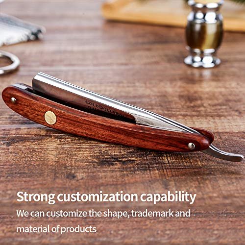Gold Dollar Straight Razor – Carbon Steel Wooden Handle Retro Shaving Set for Men & Barbers (Coffee, 4 Piece Set) Avelisse