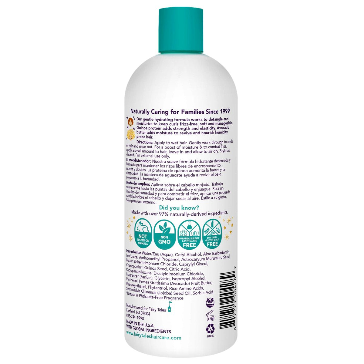 Fairy Tales Curly Q Hydrating Kids Conditioner – Paraben, Sulfate, Gluten, and Nut Free – For All Types of Curls Including Multi Cultural Hair – 32 oz Avelisse