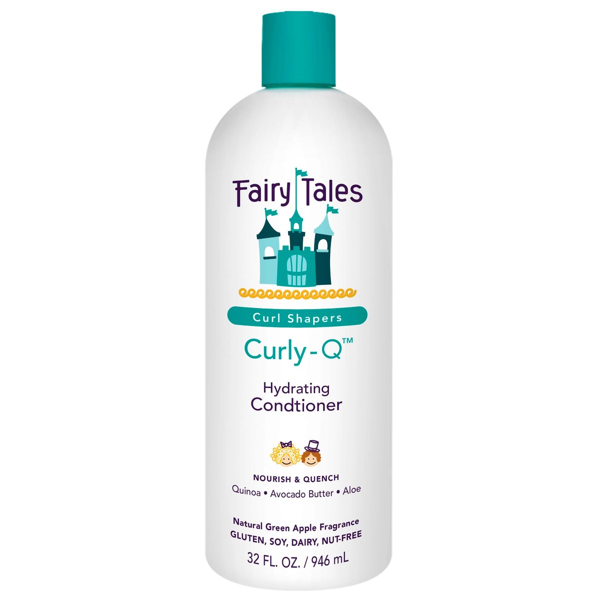 Fairy Tales Curly Q Hydrating Kids Conditioner – Paraben, Sulfate, Gluten, and Nut Free – For All Types of Curls Including Multi Cultural Hair – 32 oz Avelisse