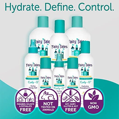 Fairy Tales Curly-Q Hydrating Shampoo and Conditioner for Kids - Paraben, Sulfate, Gluten and Nut Free - For All Curl Types Including Multi Cultural Hair – 32 oz (2 Pack) Avelisse