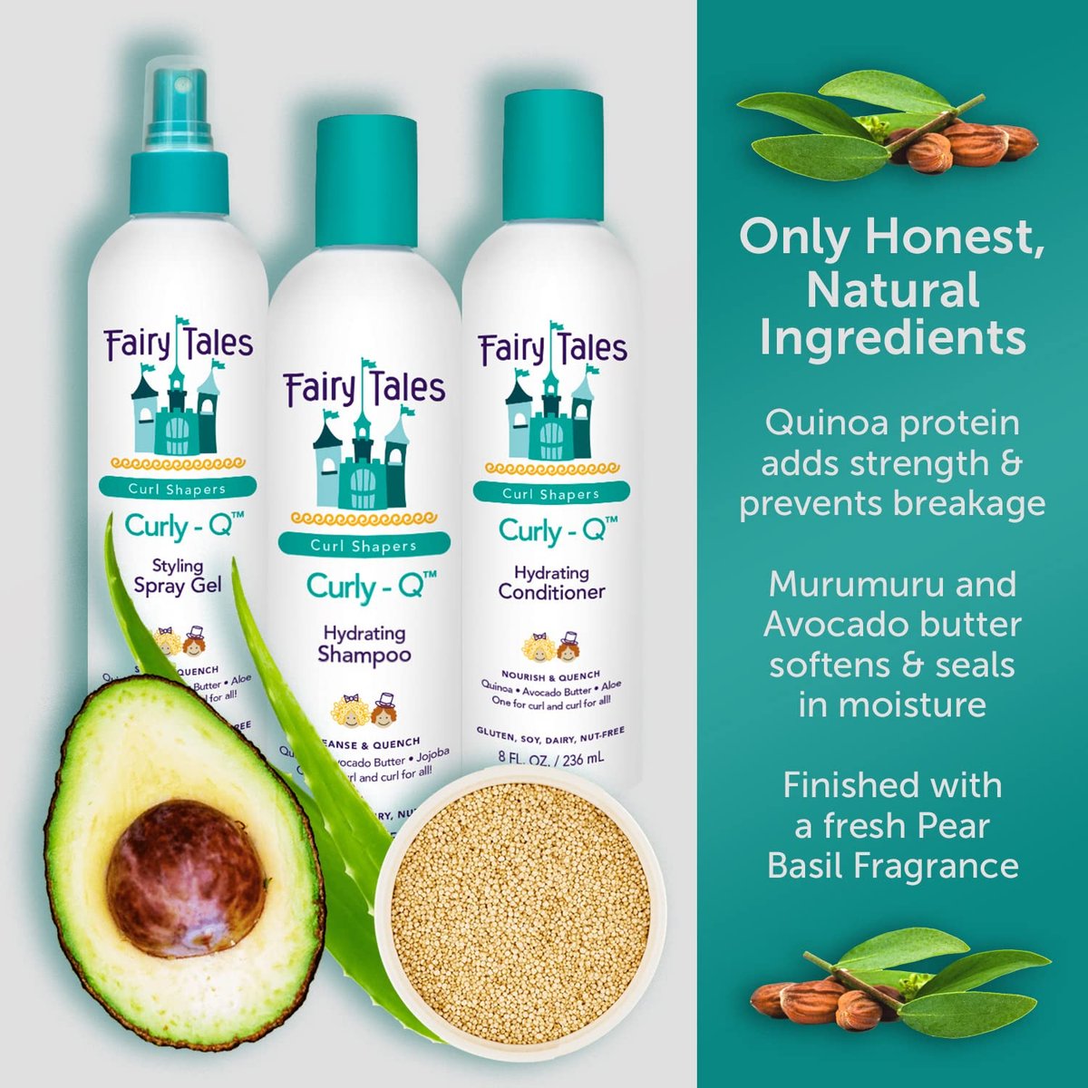 Fairy Tales Curly Q Hydrating Kids Conditioner – Paraben, Sulfate, Gluten, and Nut Free – For All Types of Curls Including Multi Cultural Hair – 32 oz Avelisse